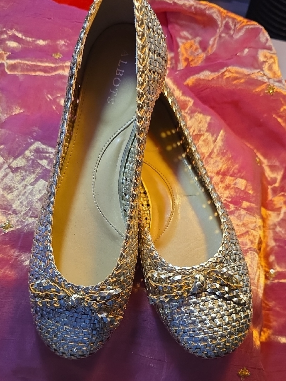 Talbot Blair Ballet Flats Open Woven Gold Size 8.5